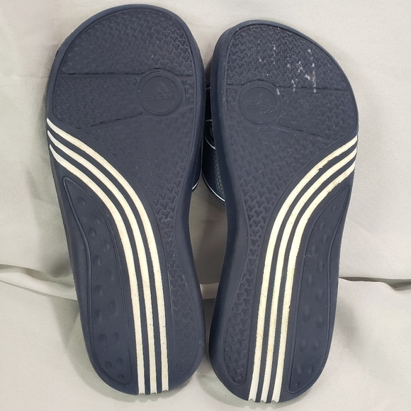 Adidas Sandals Women 6 Blue White TruSport Flip Flop Slide Flat Comfort Fit Foam - Picture 8 of 9